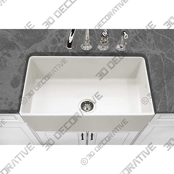 Houzer Platus Fireclay Series Farmhouse Sink - 3D Decorative