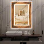 Mirror-5-8.jpg kenvc Rustic Bathroom Mirror with 3-Color LED Light,32″ x 24″ Wood Bathroom MirrorDetach - 3D Decorative