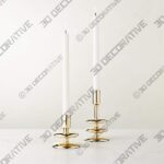 LATTO UNLAQUERED BRASS TAPER CANDLE HOLDER SMALL - 3D Decorative