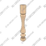 Legacy Heritage Baroque Wooden 3 3/4 Inch Island Leg - 3D Decorative