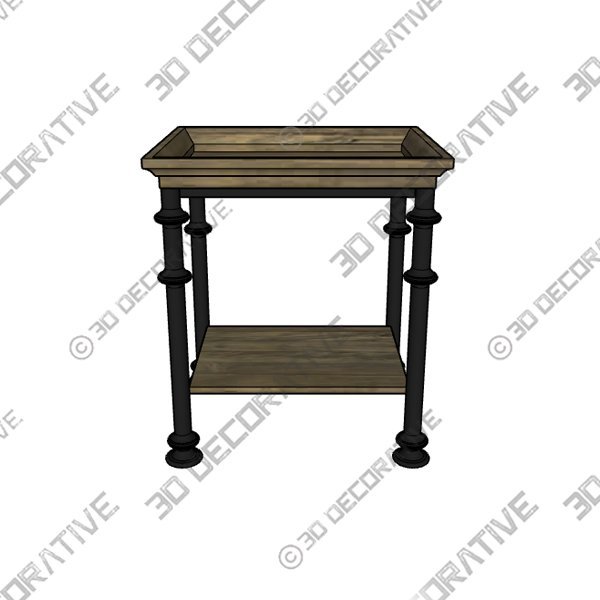Liara 24.5” Tall Tray Top End Table - 3D Decorative