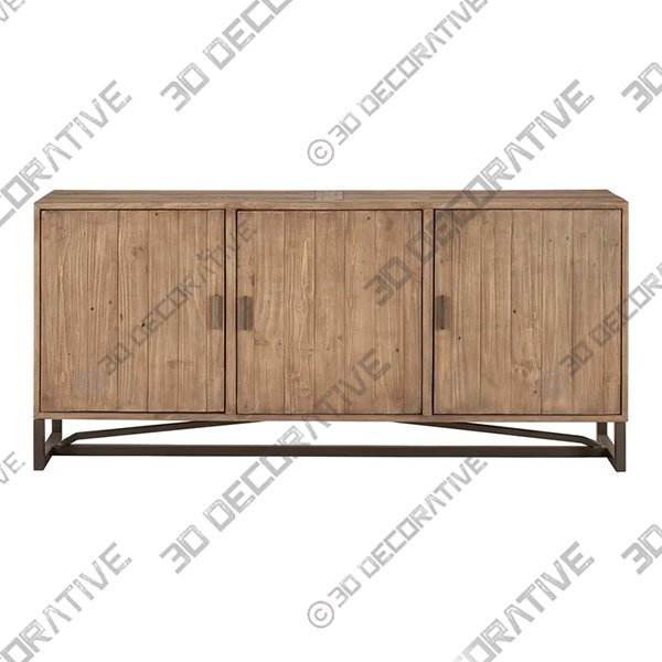 Lopez 67.75” Wide Pine Solid Wood Sideboard - 3D Decorative