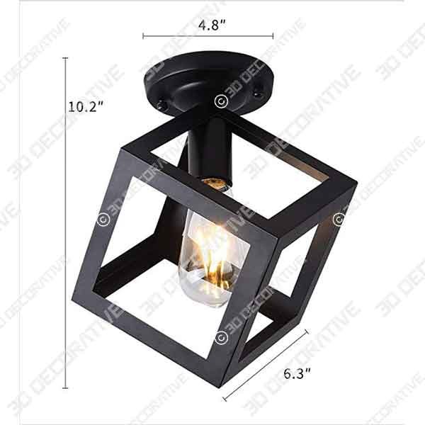 Modern Black Flush Mount Light - 3D Decorative