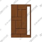 Modern Flush Fiberglass Door with Contemporary Groove Design with Full Lite Sidelite - 3D Decorative