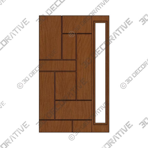 Door-1-6-2.jpg Modern Flush Fiberglass Door with Contemporary Groove Design with Full Lite Sidelite - 3D Decorative