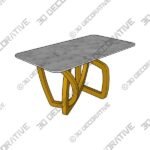 Modern Light Luxury Simple White Rectangular Rock Dining Table - 3D Decorative