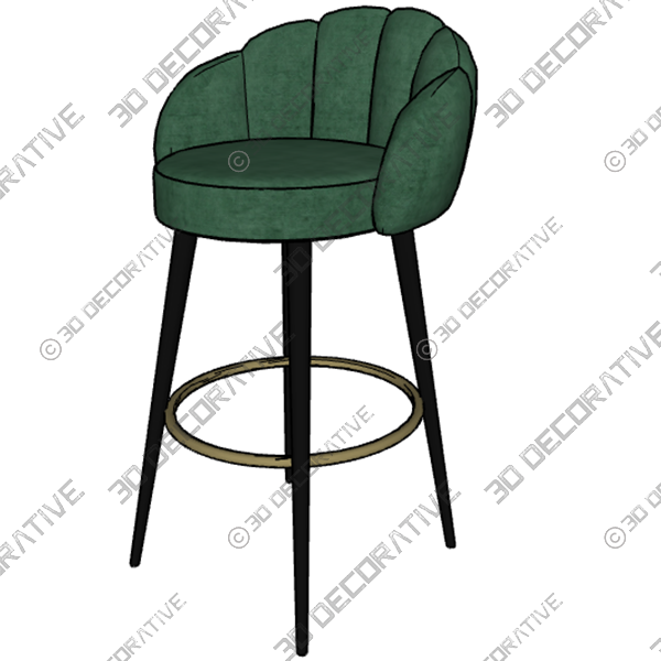 Modern Velvet Bar Chairs - 3D Decorative
