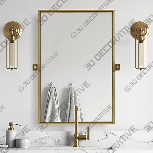 MOON MIRROR Gold Pivot Mirror, 22×30 Gold Mirror for Bathroom - 3D Decorative
