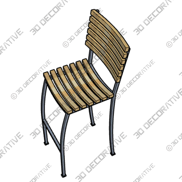 Outdoor Acacia Wood Dining Chairs - 3D Decorative
