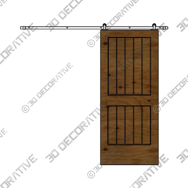 Door-4-2-3.jpg Prefinished Interior Knotty Alder 2 Panel V-Groove Barn Door, Stainless - 3D Decorative
