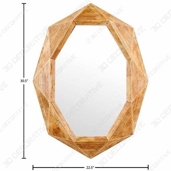 Rivet Modern Octagon Wood Frame Hanging Wall Mirror, 30.5 Inch Height - 3D Decorative