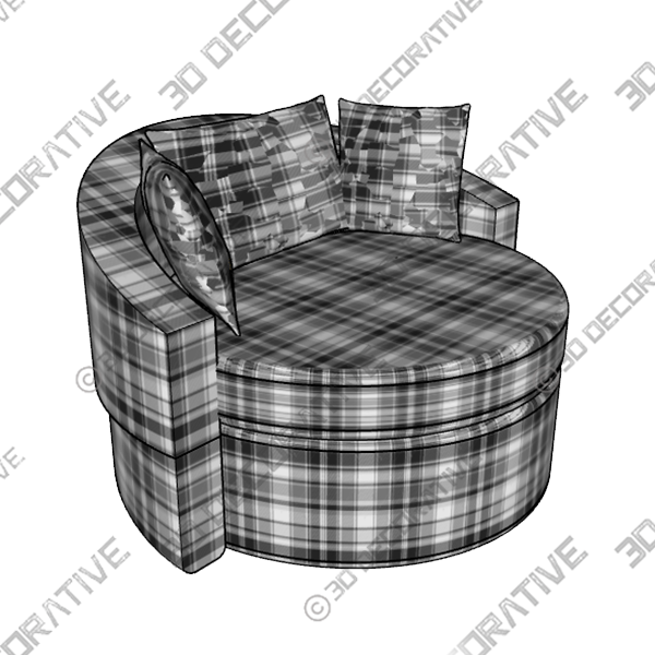Round Club Leisure Chair LoungeĀ - 3D Decorative