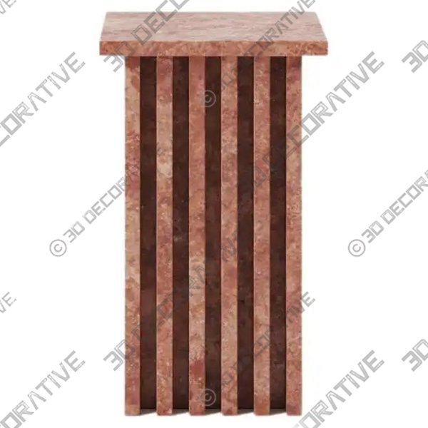 Vondel Side Table Handcrafted in Red Honed Travertine - 3D Decorative