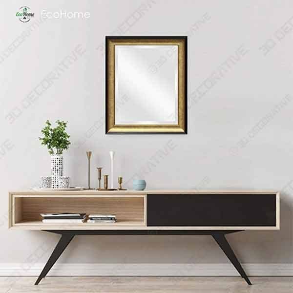 Wall Beveled Mirror Framed – Bedroom or Bathroom Rectangular Frame - 3D Decorative