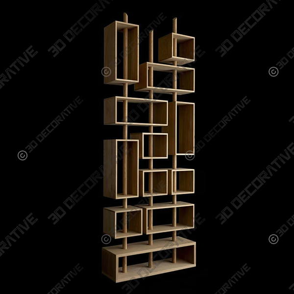 Wooden Geometric Bookshelf - 3D Decorative