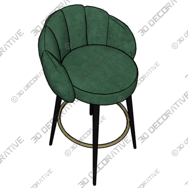 Modern Velvet Bar Chairs - 3D Decorative