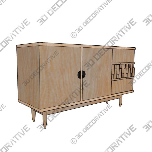 Petterson 55.12” Wide 3 Drawer Sideboard - 3D Decorative