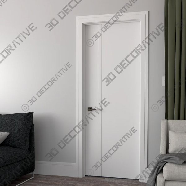 Stanza Primed Groove Interior Door 6′-8″ (80″) - 3D Decorative