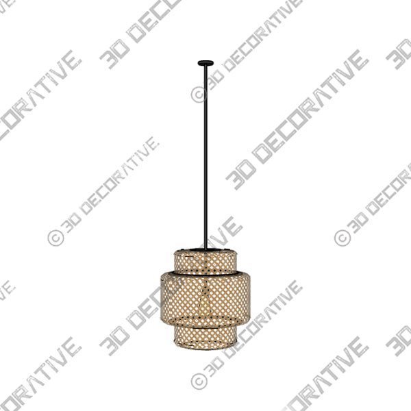 Woven Hanging Pendant Light, Natural/Bamboo Pendant Light - 3D Decorative