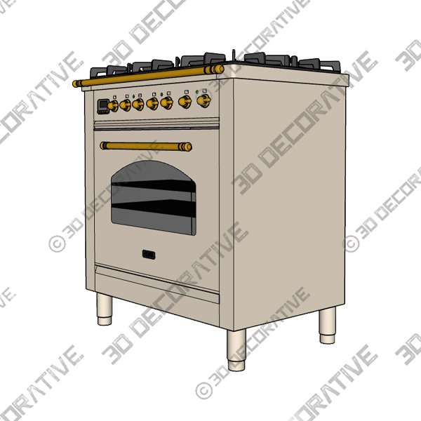 ILVE Nostalgie 30-in 5 Burners 2.7-cu ft Self-cleaning Convection Oven Freestanding Natural Gas Range - 3D Decorative