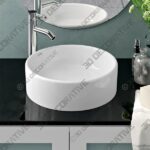 Ceramic Circular Vessel Bathroom Sink - 3D Decorative