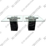 Pair of Mid Century Black Marble Base Side Tables by Artedi, Italy