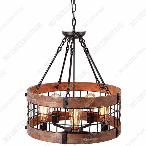 Anmytek C0019 Round Wooden Chandelier Metal Pendant Light - Range Hood for 2020 Design