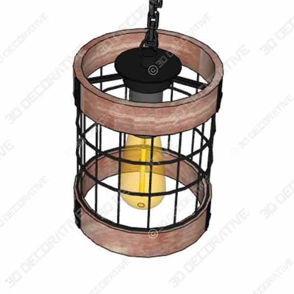 Anmytek Metal and Wood Chandelier Round Pendent Light - 3D Decorative