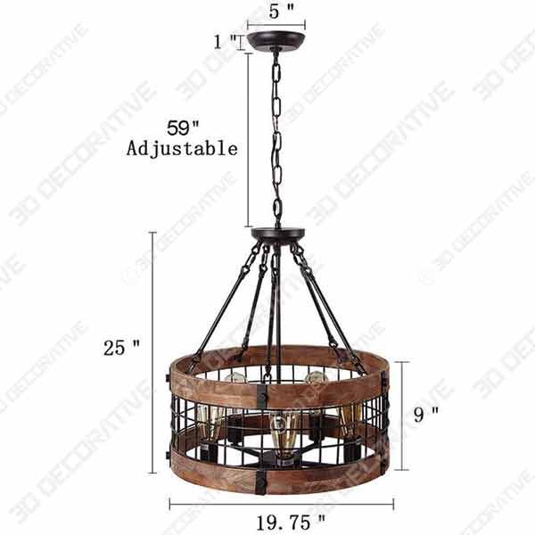 Anmytek C0019 Round Wooden Chandelier Metal Pendant Light - Range Hood for 2020 Design