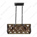 Anmytek Square Metal and Wood Chandelier Basket Pendant Three Lights - 3D Decorative