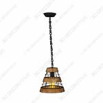 Anmytek Wood and Metal Chandelier Iron Net Frame Rustic Chandelier Lighting - 3D Decorative