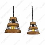 Anmytek Wood and Metal Chandelier Iron Net Frame Rustic Chandelier Lighting - 3D Decorative