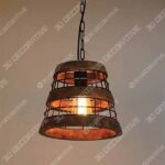 Anmytek Wood and Metal Chandelier Iron Net Frame Rustic Chandelier Lighting - 3D Decorative