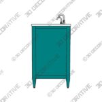 Double Sink Freestanding Bath Vanity in Teal Blue with White Marble Top  - 3D Decorative