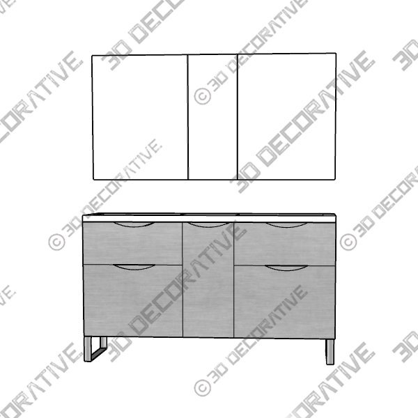 Madeli Milano 60″ Double Bathroom Vanity for Integrated Basins – Ash Grey - 3D Decorative