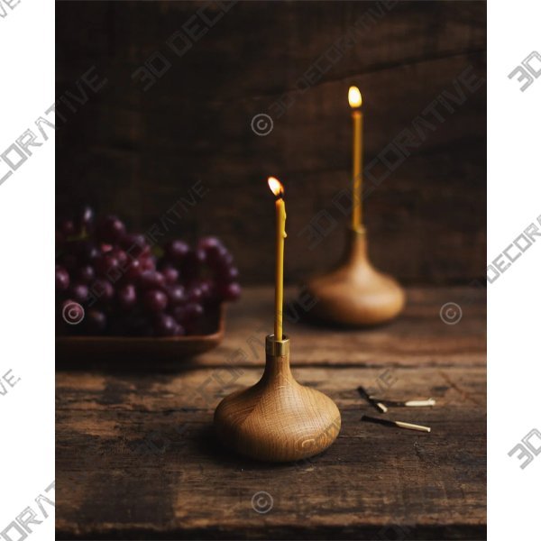 Oak Candle Holder - 3D Decorative