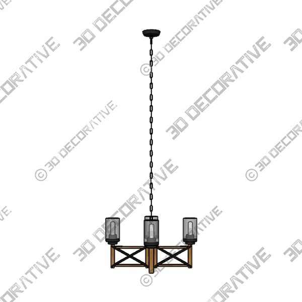 Eumyviv Wood Farmhouse Rustic Chandelier 4 Lights with Glass Shades - 3D Decorative