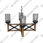 Eumyviv Wood Farmhouse Rustic Chandelier 4 Lights with Glass Shades - 3D Decorative