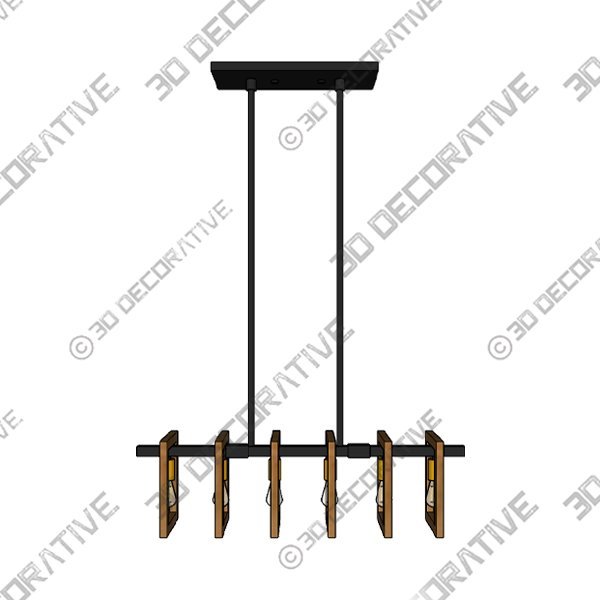 Leading Lighting 5 Light Farmhouse Gold Hanging Chandelier Fixture Natural Wood Kitchen Island Lighting - 3D Decorative