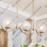 Mid-Century Modern 3-Light Gold Frosted Glass Linear Chandelier for Kitchen Island – 30″W x 7.5″H - 3D Decorative