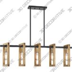 Leading Lighting 5 Light Farmhouse Gold Hanging Chandelier Fixture Natural Wood Kitchen Island Lighting - 3D Decorative