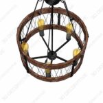 DERALAN Modern Rustic Chandelier Round Wood Five Lights  - 3D Decorative