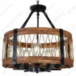 DERALAN Modern Rustic Chandelier Round Wood Five Lights  - 3D Decorative