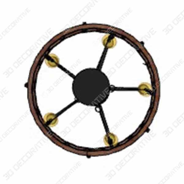 DERALAN Modern Rustic Chandelier Round Wood Five Lights   - 3D Decorative