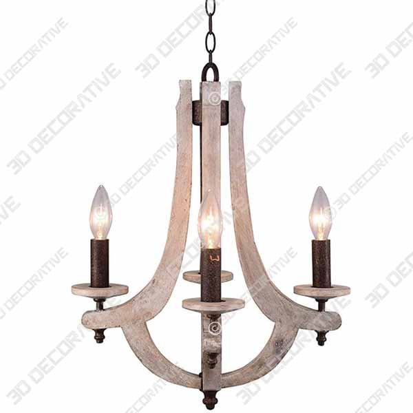 DOCHEER Retro Iron Wooden Chandelier 4 - 3D Decorative