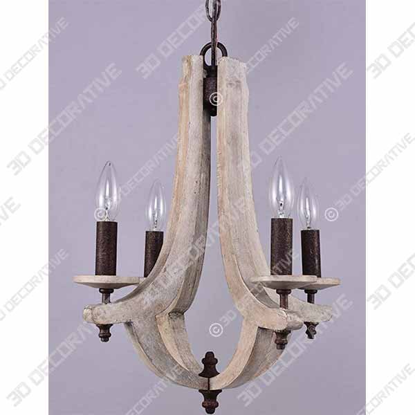 DOCHEER Retro Iron Wooden Chandelier 4 - 3D Decorative