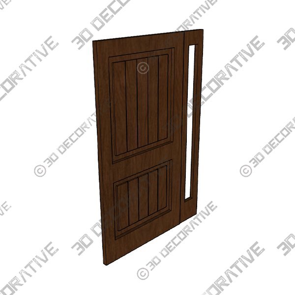 Knotty Alder Square Top Door, R-Sidelite, R-Handed, Provincial, 50"x80" - 3D Decorative