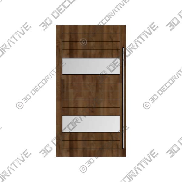 MR5G10-201 Mahogany 2 Lite Contemporary Modern Shaker Pivot Door - 3D Decorative