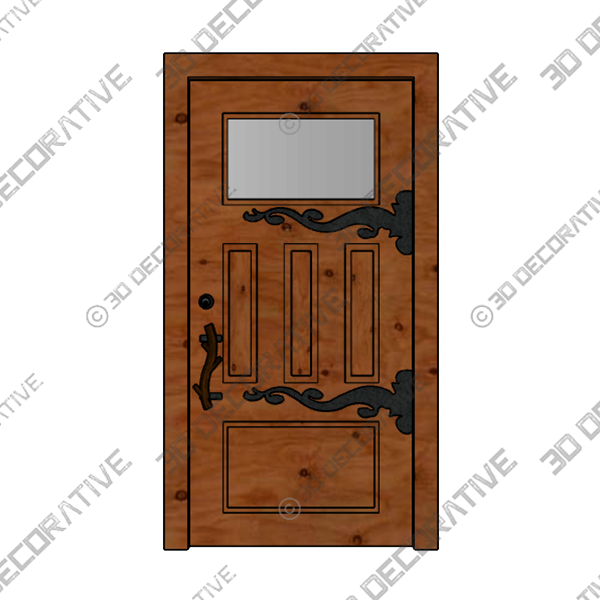 Flowing Chiseled Iron Straps Door: Handmade Wrought Iron Ornamental Hinge – HH1437