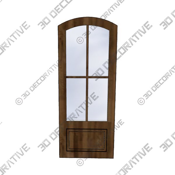 G7504-ART-OG Mahogany 1 Panel Arch Top 3/4 Lite SDL 4 Lite Exterior Single Door - 3D Decorative